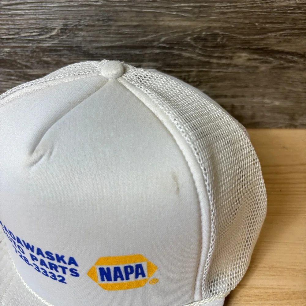 Vintage Napa Hat Cap Snapback‎ White Trucker Madawaska Maine Auto Parts